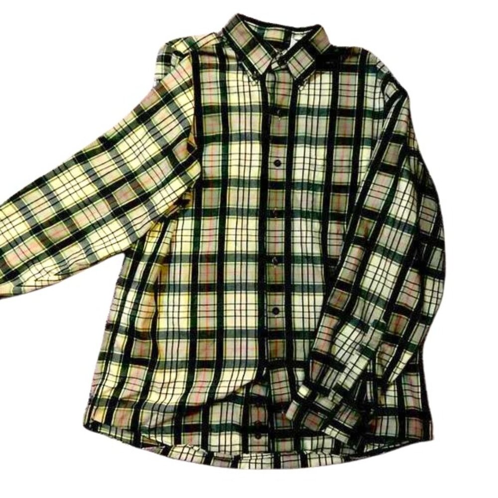 EUC green/dark green Viyella long-sleeve button-down